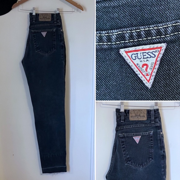 Vintage GUESS faded black/charcoal denim jeans, made in Canada π¨π¦ , size 32 - Picture 2 of 16